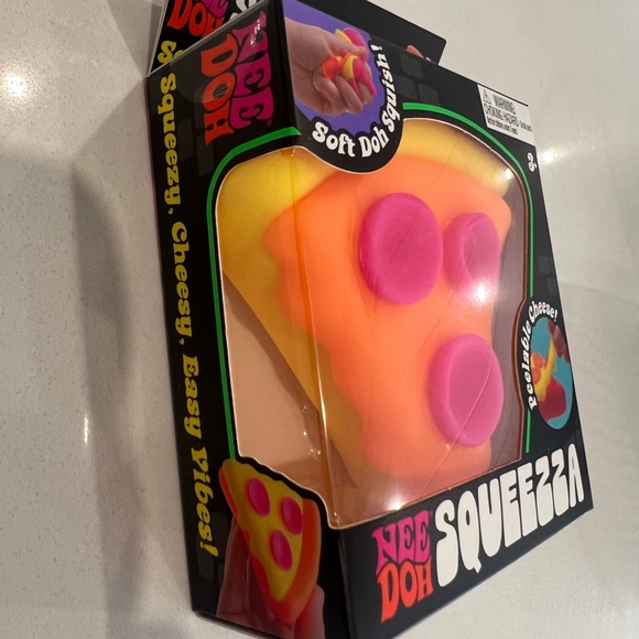 VIRAL~ Nee Doh Squeezza Pizza Toy (YELLOW CRUST, ORANGE CHEESE, PINK PEPPERONI) - Picture 2 of 6